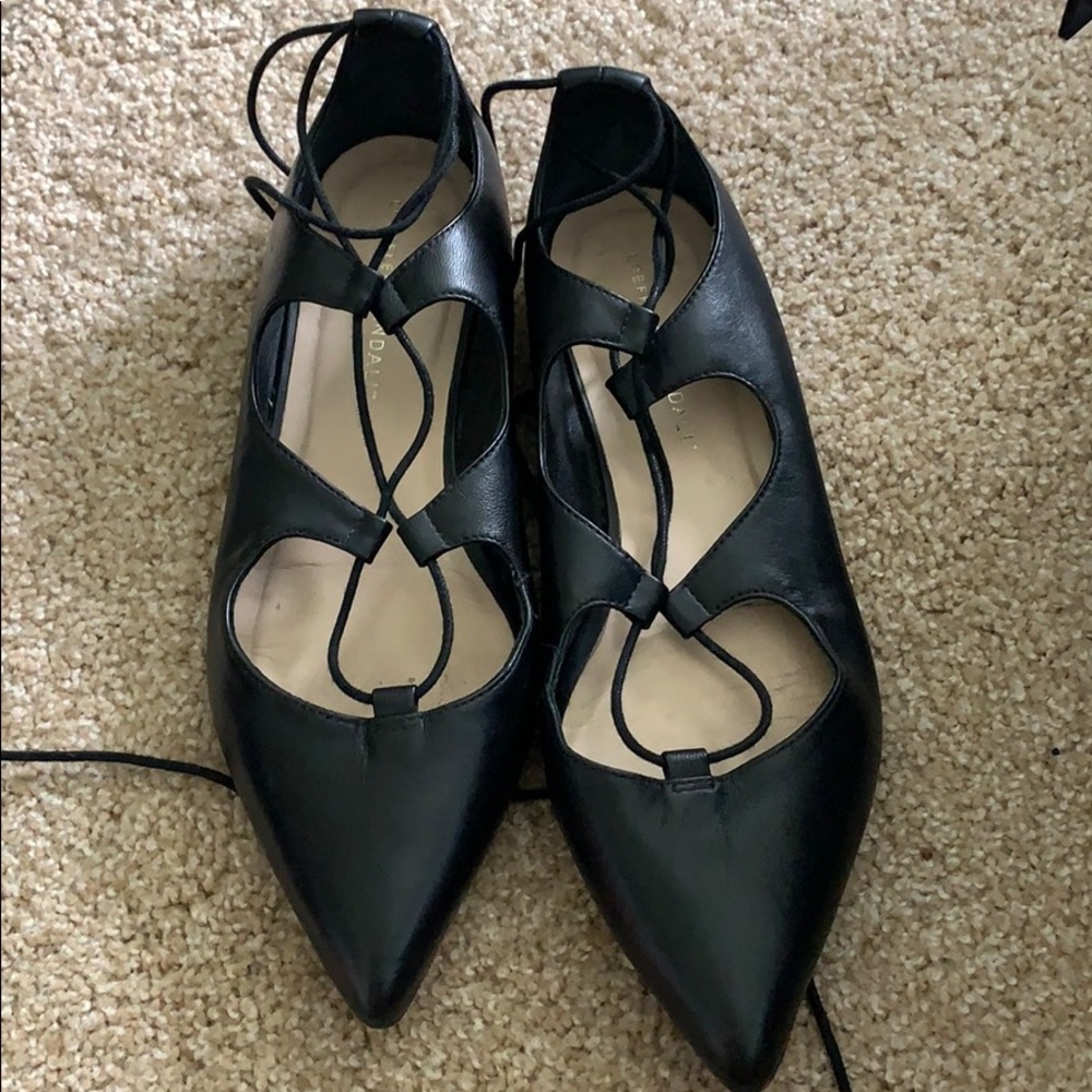 Lace up pointed toe flats